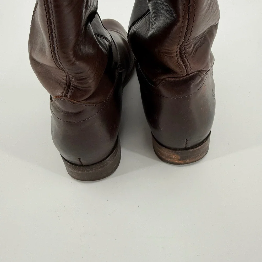 Frye Melissa Button Riding Boots Women 7 Dark Brown Leather Tall 77167 - Picture 5 of 10